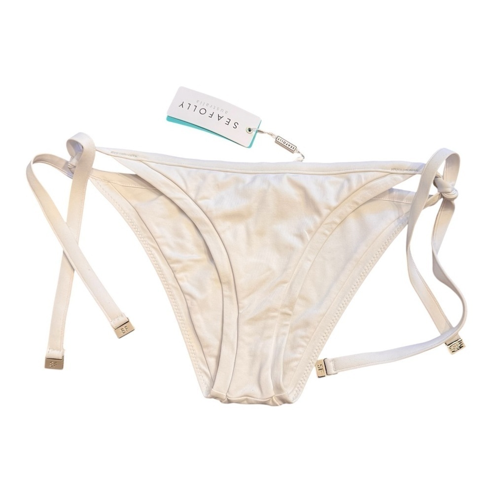 Seafolly Brazilian Side-Tie bikini bottom in white NWT